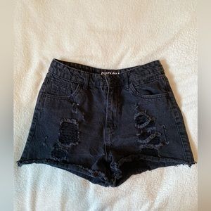Chelsea Vintage Ultra High Waisted Shorts Black Ripped Jean - Size 7 Women’s